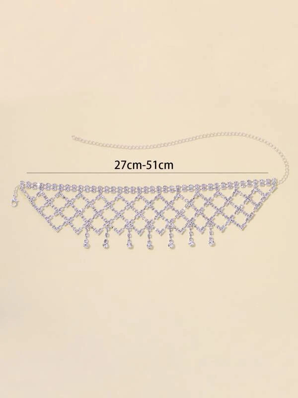 Beautiful Crystal Diamante Silver Color Choker Necklace