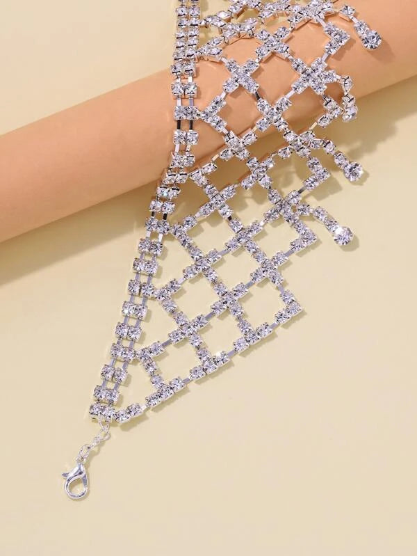Beautiful Crystal Diamante Silver Color Choker Necklace