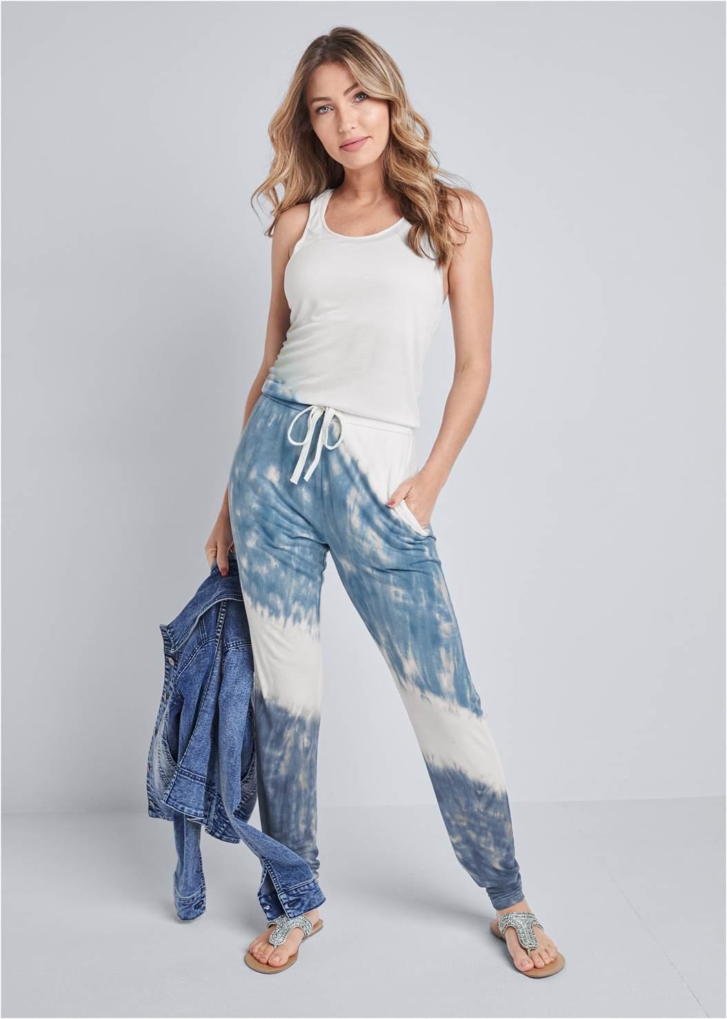 Blue & White Tie Dye Jumpsuit