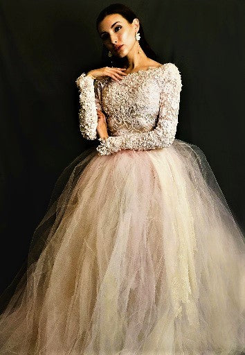 "Sa Rah" Blush Pink 2pc Ethereal Fairytale Wedding Ballgown Set (SAMPLE GOWN SET ONLY)