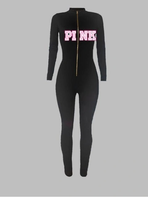 Sexy Black & Baby Pink Catsuit Jumpsuit