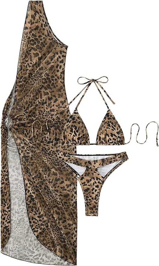 Sexy Animal Print Bikini & Cover-up Set