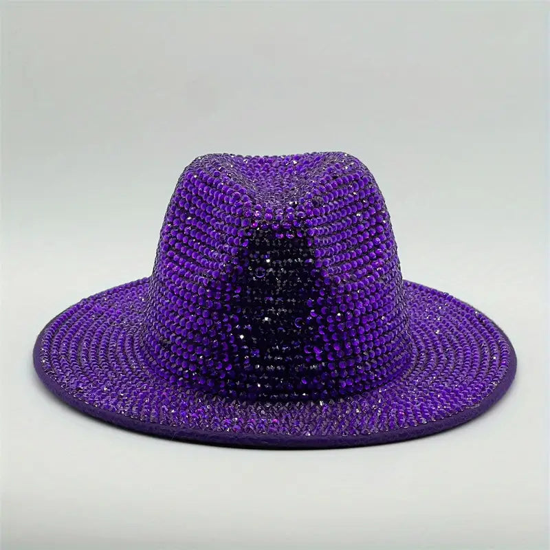 White Rhinestone Fedora Hat