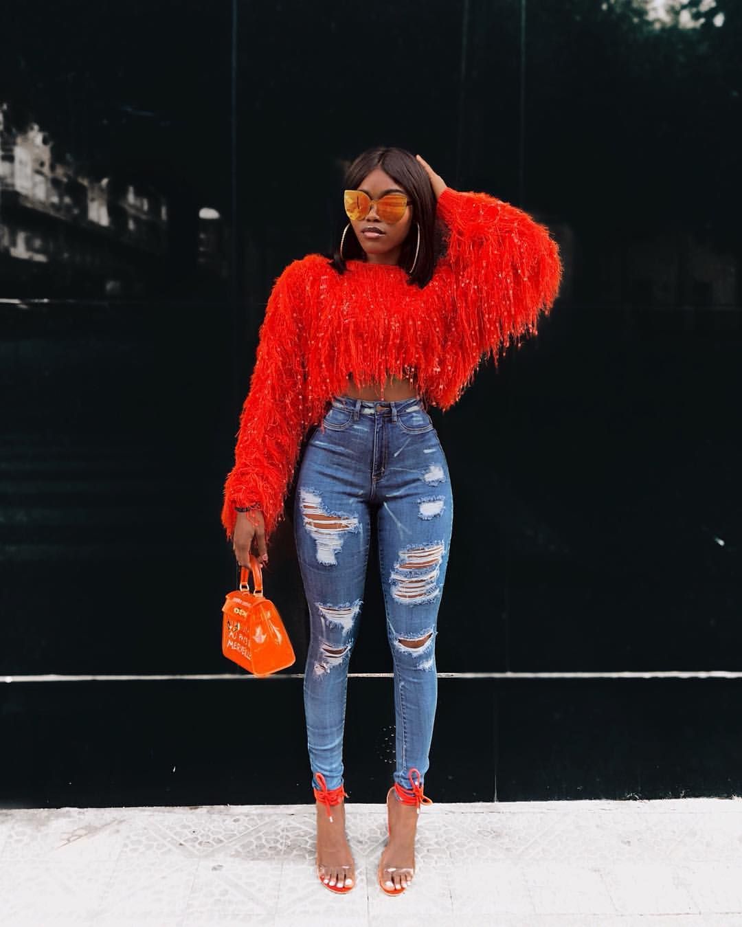 Cozy Blue Oversized Shaggy Sequined Sweater