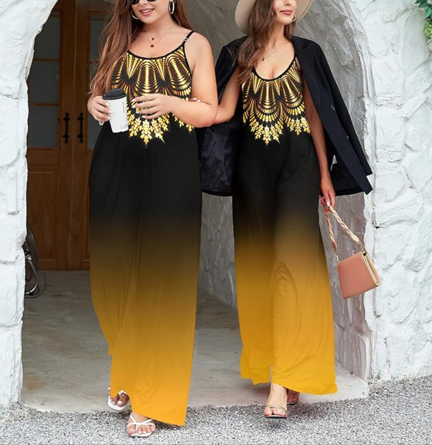 Exotic Black & GOLD Tribal Bodycon Maxi Dress