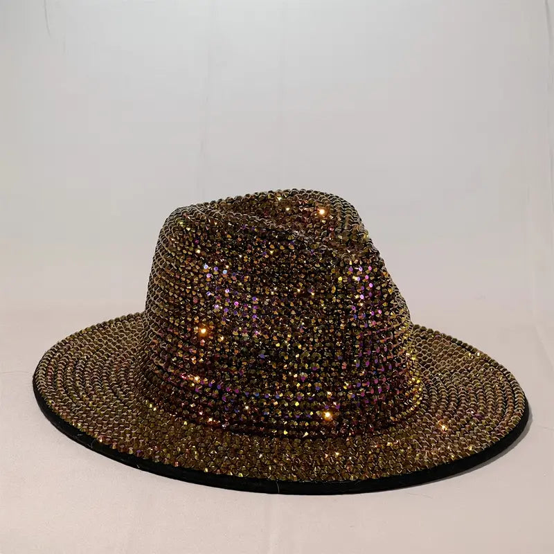 White Rhinestone Fedora Hat