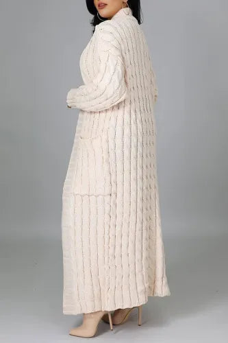 Cozy Ivory Cable Knit Maxi Sweater