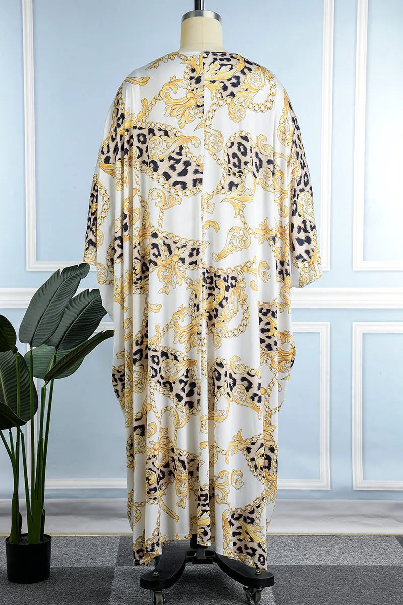 Sexy Mint Green Tropical Leaves Print Kimono & Shorts Set