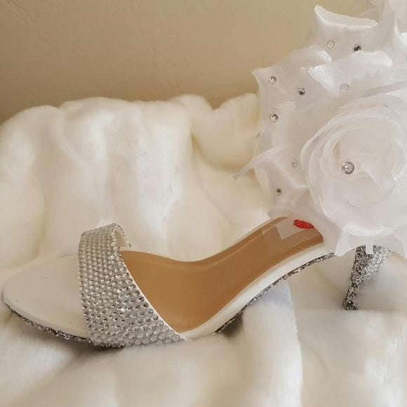 "ICE PRINCESS" White & Silver Crystal Wedding Heels