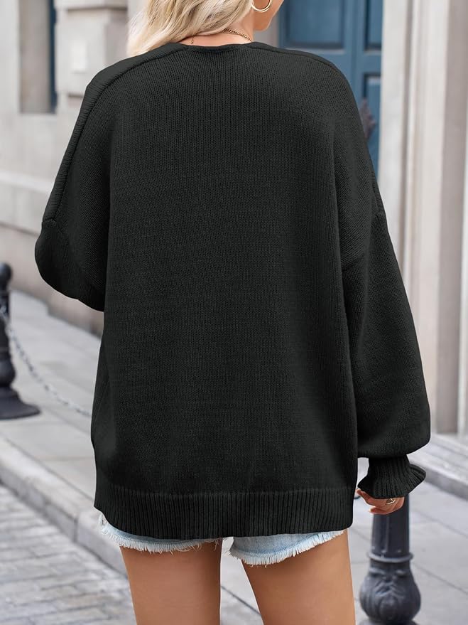 Cozy Soft Black Oversized Cardigan Sweater