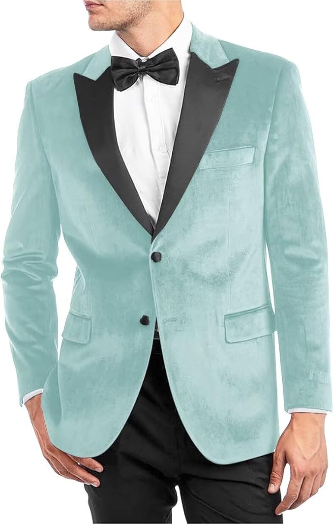 Elegant Ocean Blue Green Velvet Dinner Formal Jacket