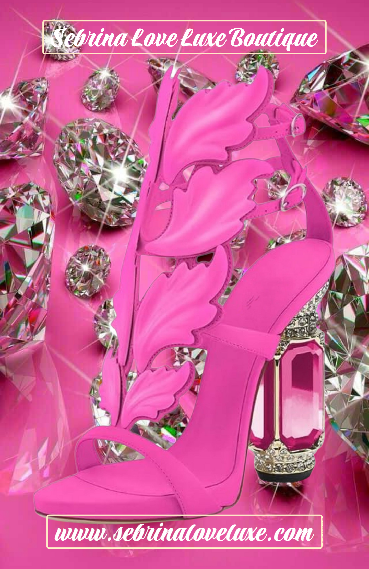 Sexy Hot Pink Ankle Strap Bejeweled Heels
