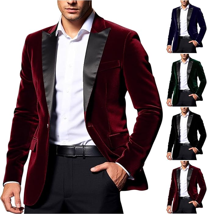 Elegant Merlot Red Velvet Dinner Formal Jacket