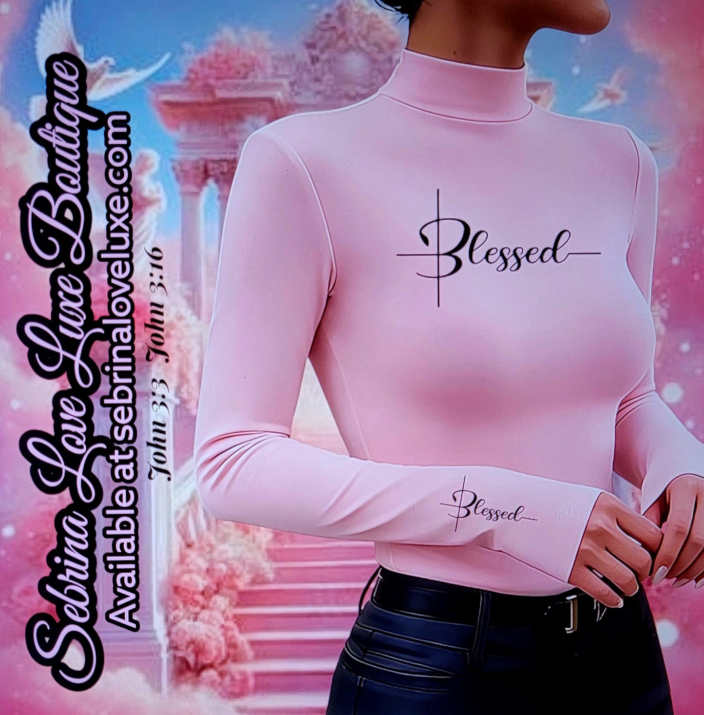 "BLESSED" Pink & Black Scripture Bodycon Top