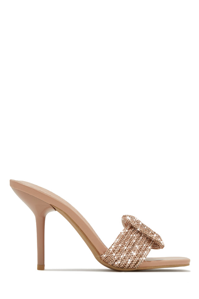 Sexy Rose Gold Rhinestone Crystal Diamante Mule Heels
