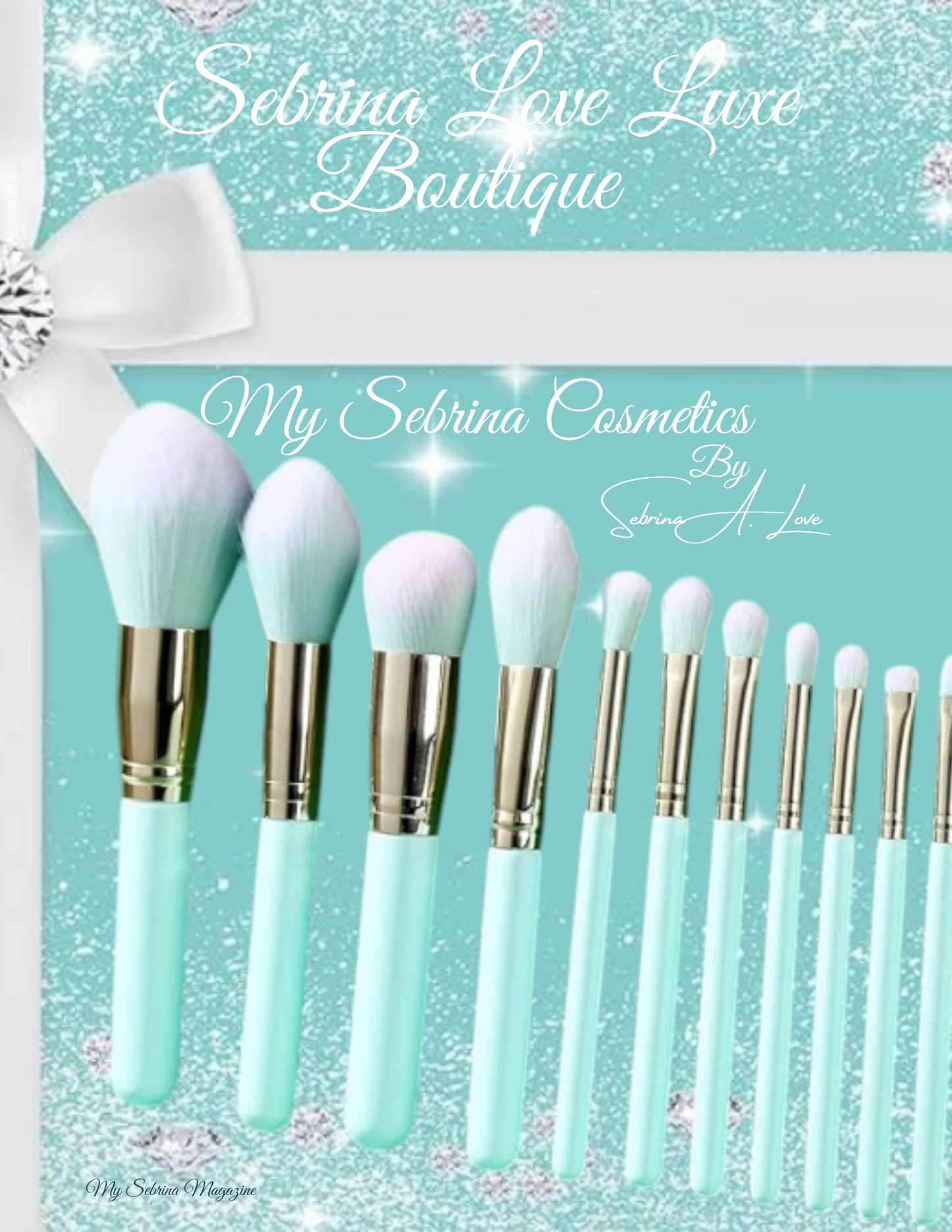 Beautiful Mint Ocean Blue Green Makeup Brush Set
