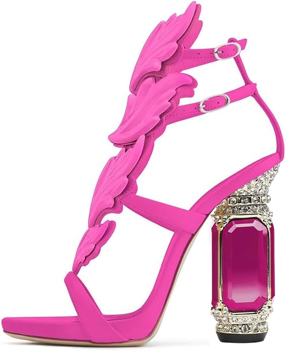 Sexy Hot Pink Ankle Strap Bejeweled Heels