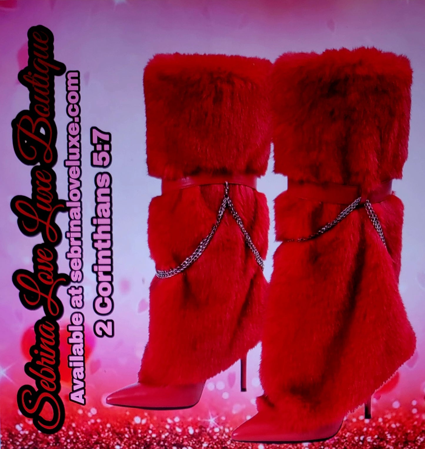 Plush Red Faux Fur Knee Boots