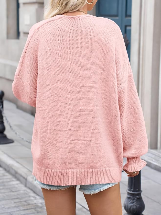 Cozy Soft Light Pink Oversized Cardigan Sweater