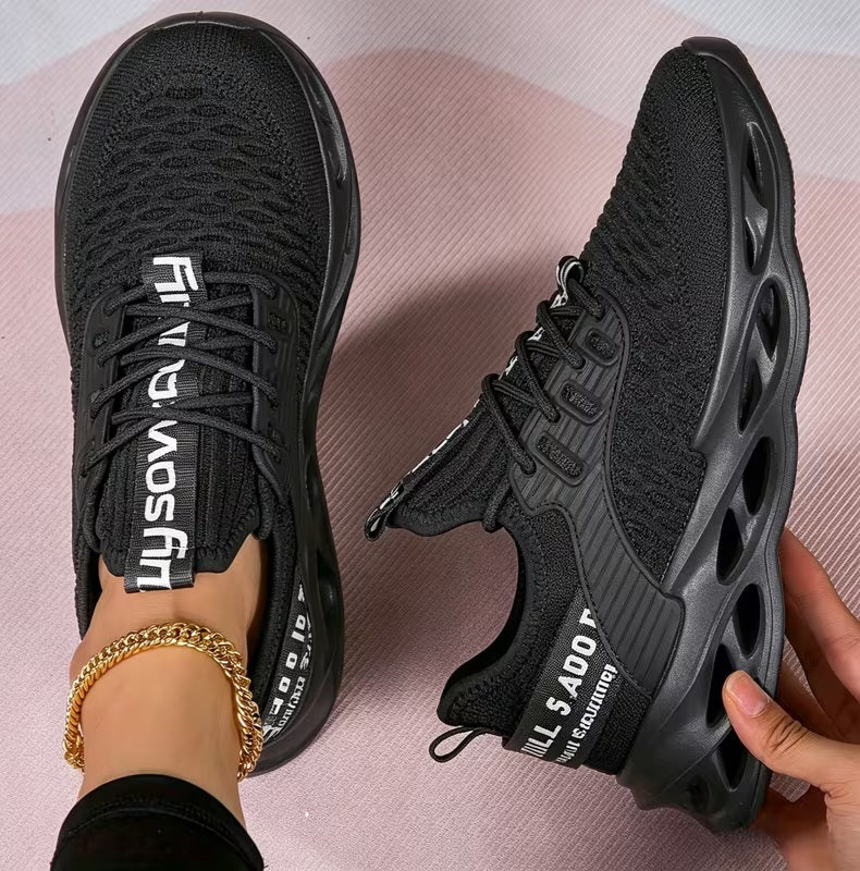 Cute Black Fashion Breathable Knit Sneakers