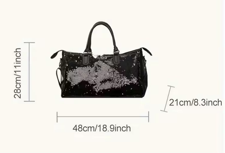 Beautiful Sparkling Silver Sequin Carry-on Overnight Luggage Bag