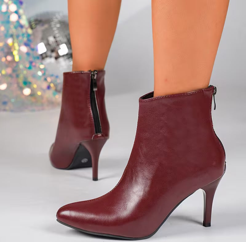 Chic Merlot Burgundy Ankle Boots (PRE-ORDER)