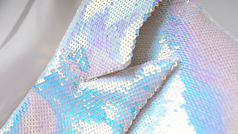 Sexy Iridescent White Sequin 2pc Blazer & Shorts Set