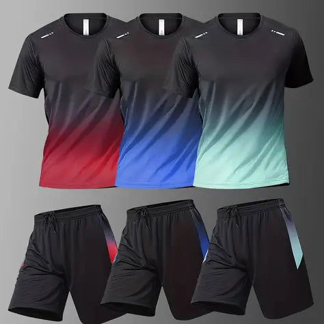 Men's Athletic 2 Piece Top & Shorts Set (3 Sets Lot)
