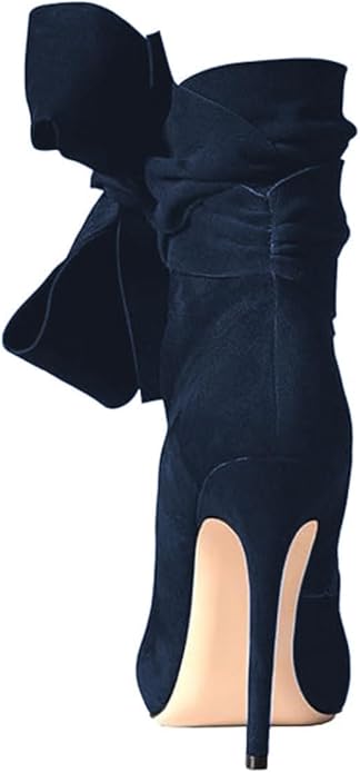 Sexy Midnight Blue Bow Detail Ankle Boots