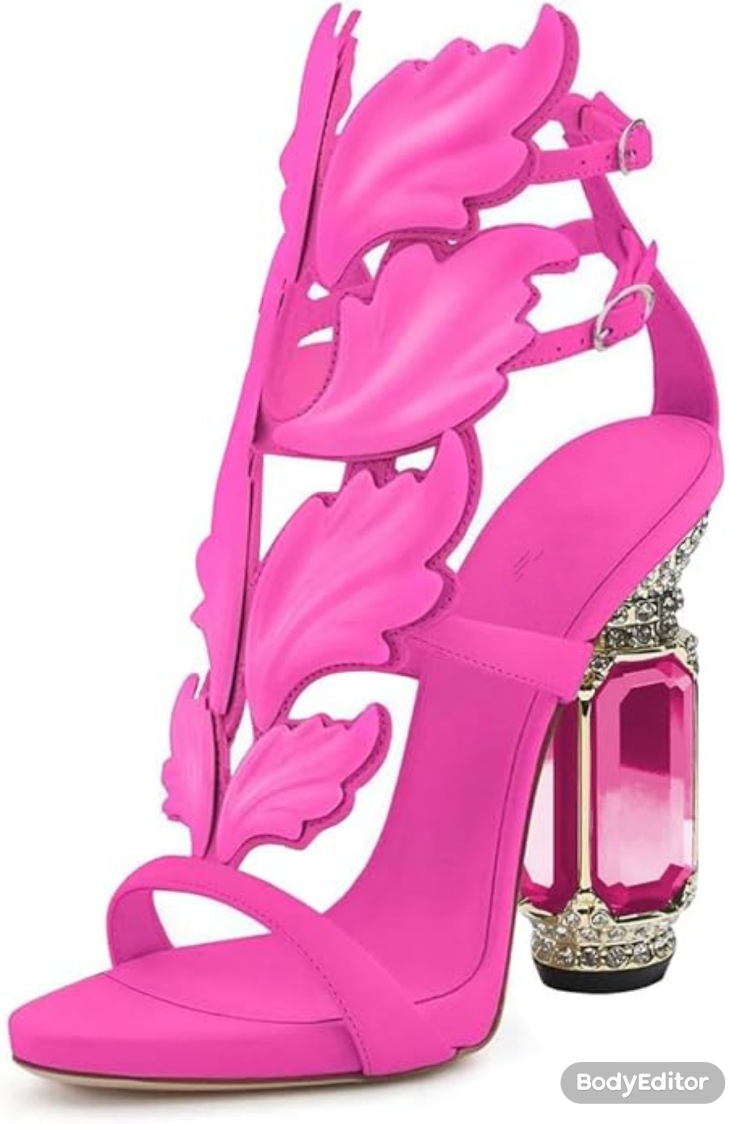 Sexy Hot Pink Ankle Strap Bejeweled Heels