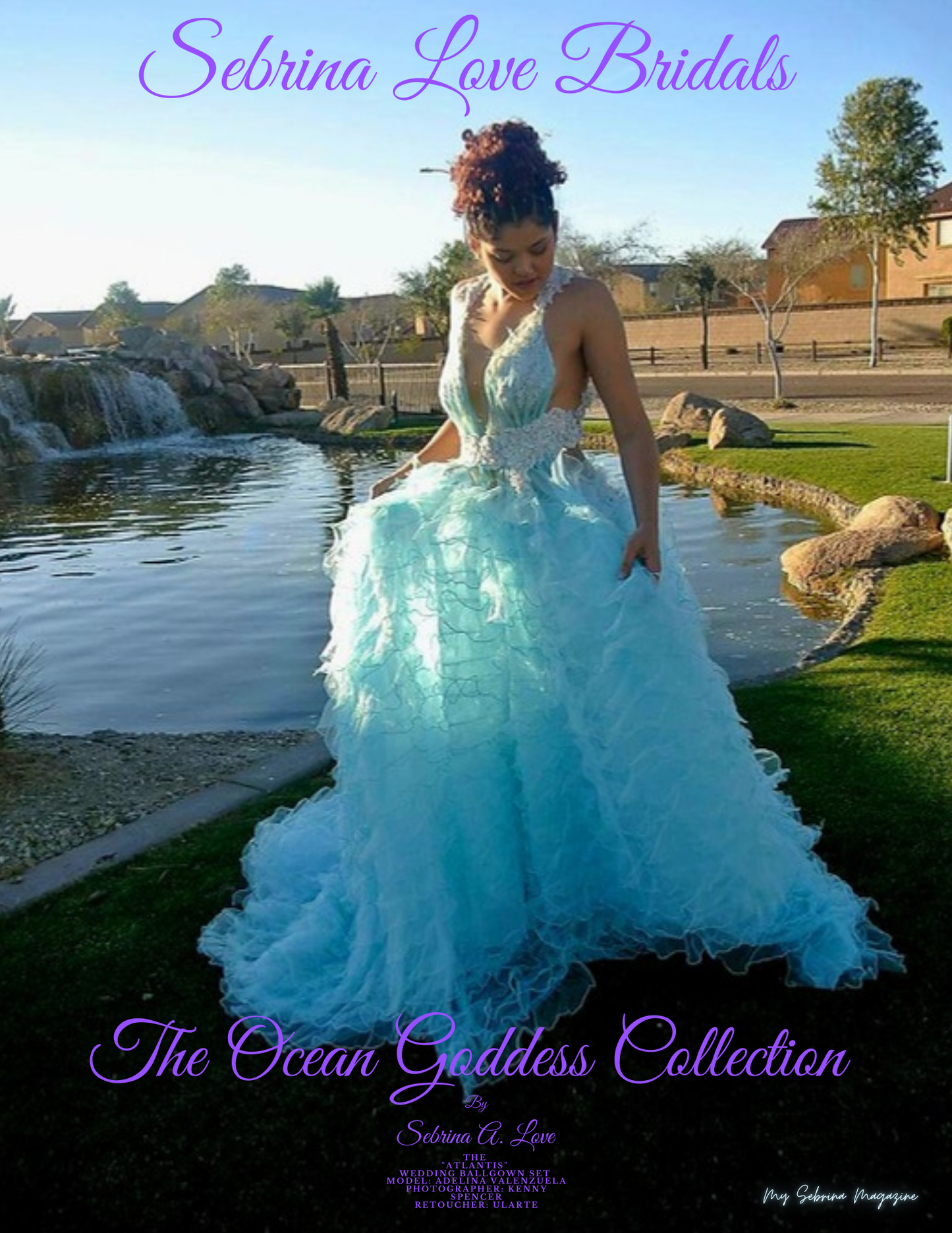 SAMPLE GOWN SET ONLY "ATLANTIS" Turquoise & Silver Lace, Crystal & Tulle Wedding Ballgown Set