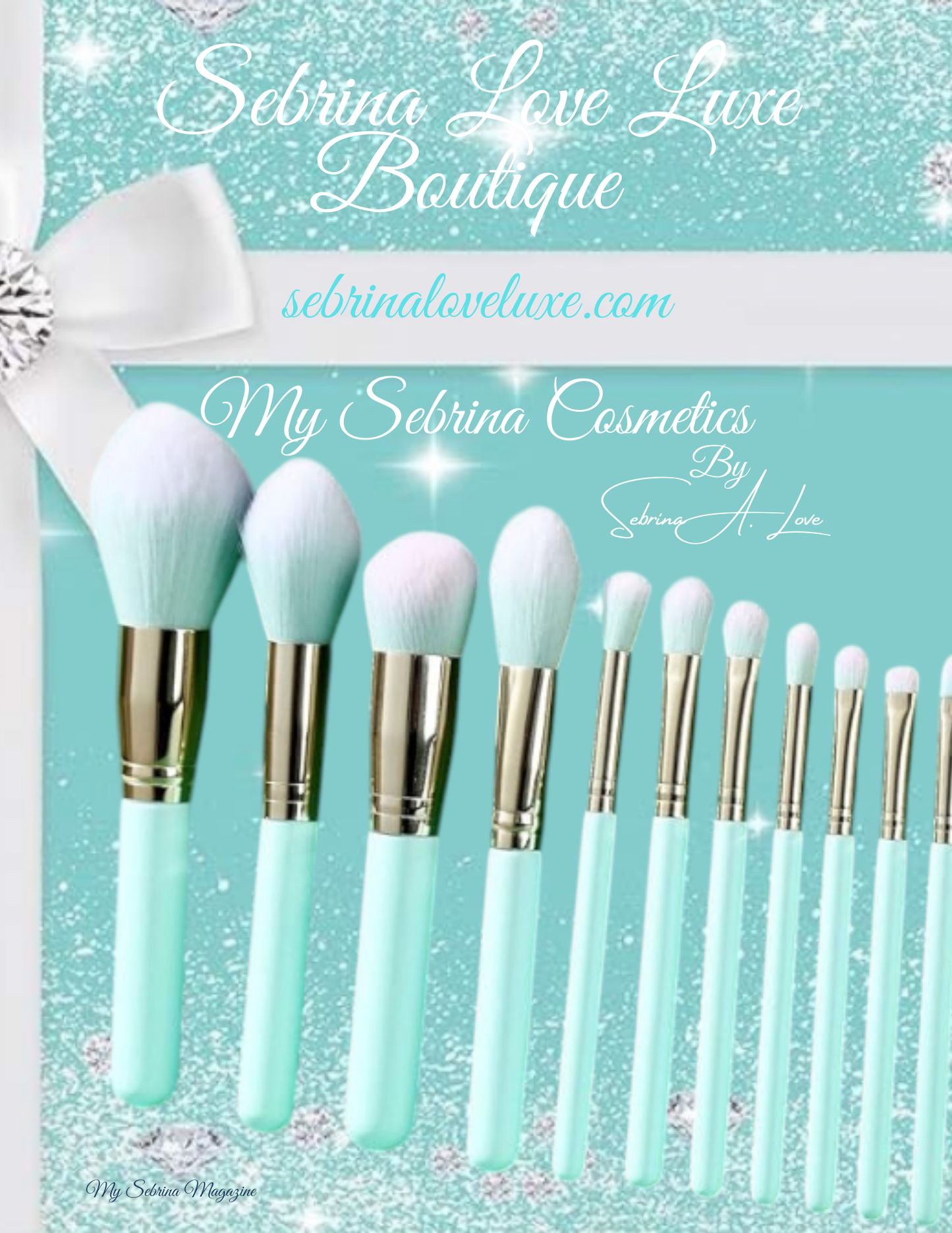 Beautiful Mint Ocean Blue Green Makeup Brush Set