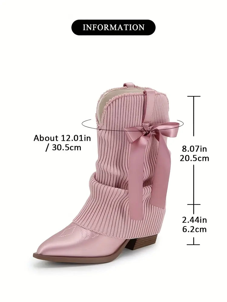 Ballet Inspired Pink Boho Festival Knit Foldover Western Boots