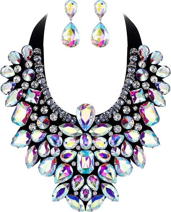 Gothic Romance AB Multicolor Bejeweled Collar Necklace