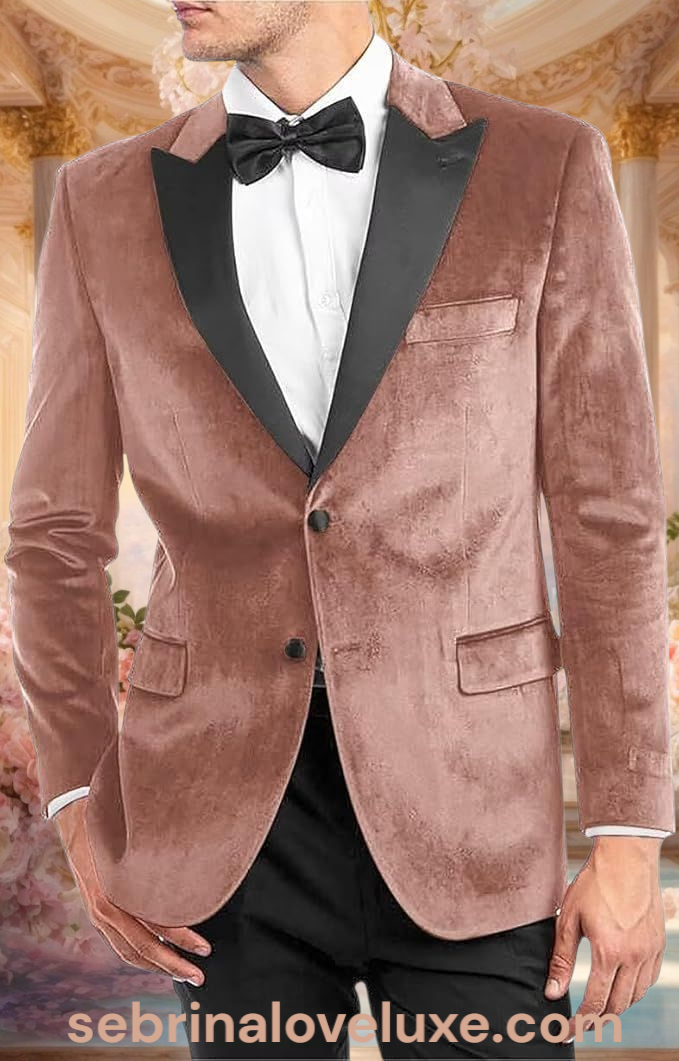 Elegant Mauve Pink Velvet Dinner Formal Jacket