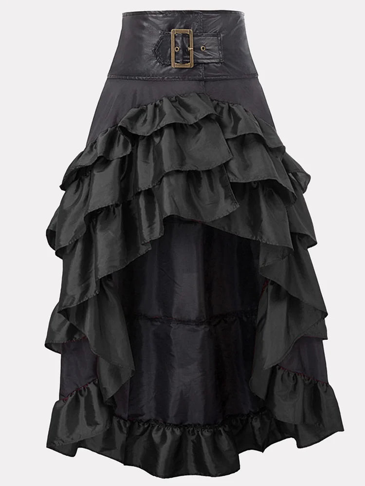 Gothic Romance Black & Merlot Maxi Skirt