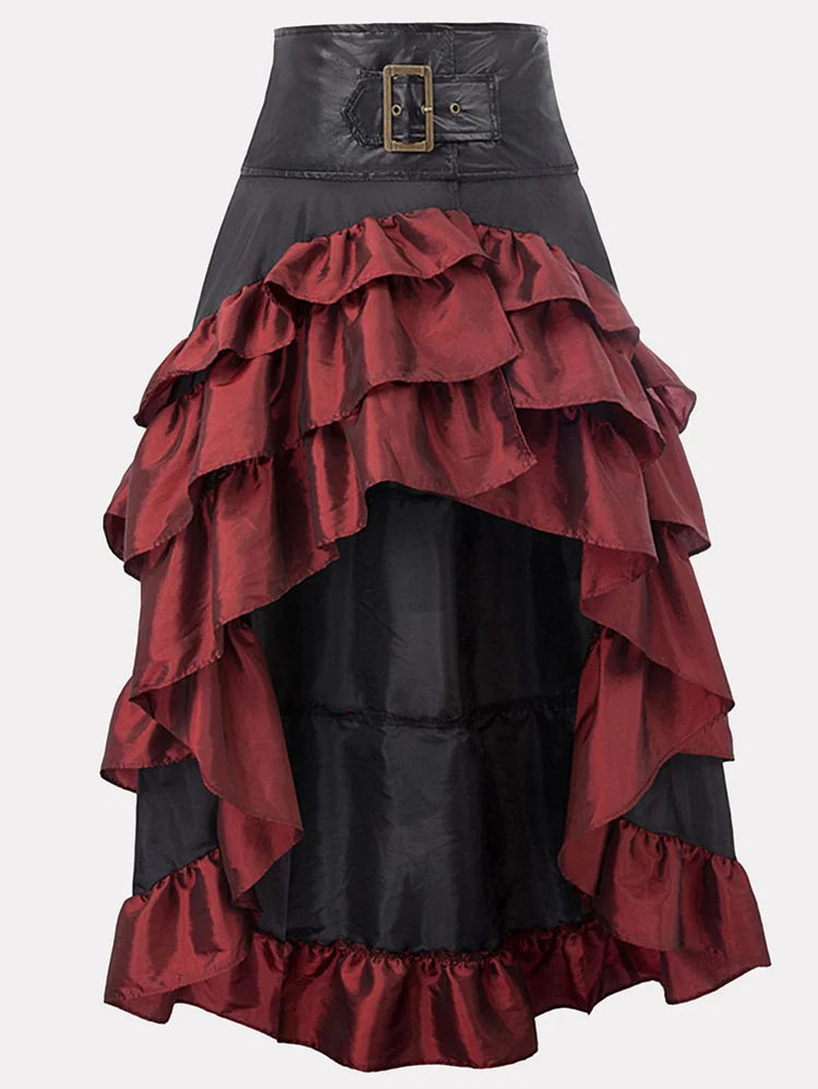 Gothic Romance Black Ruffle Maxi Skirt