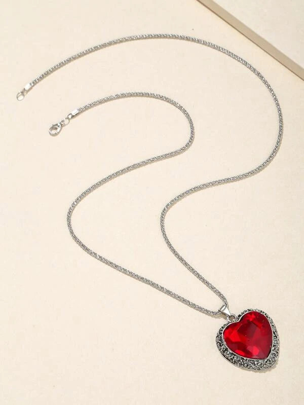 Gothic Romance Red Heart Pendant