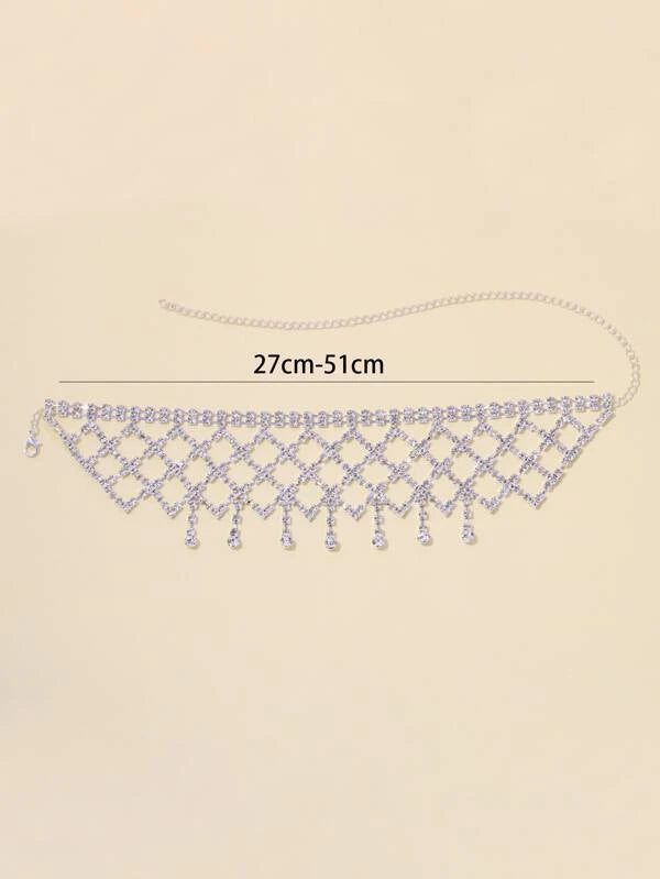 Beautiful Crystal Diamante  Silver Color Choker Necklace