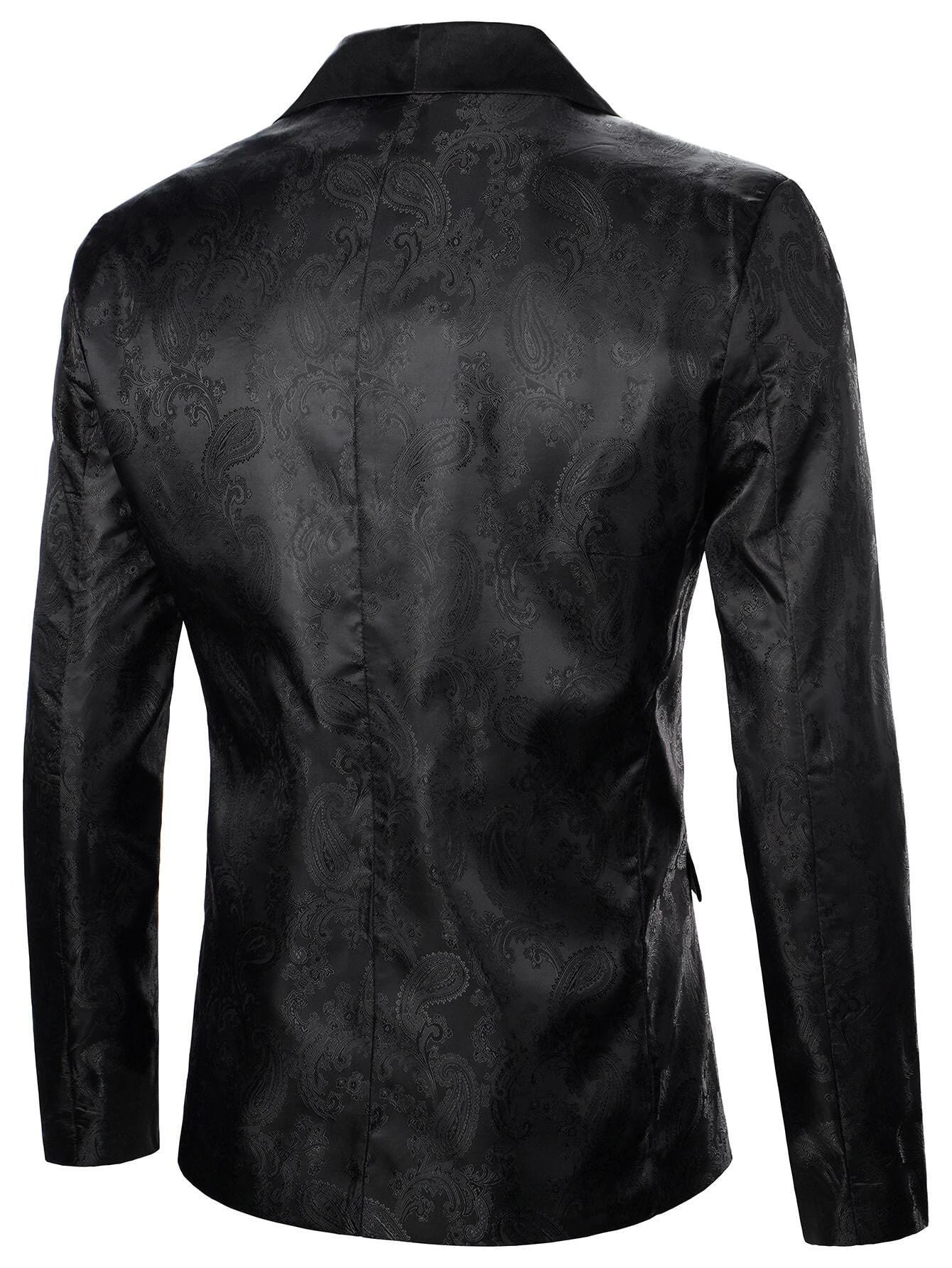 Men's Black Paisley Jacquard Blazer Dinner Jacket