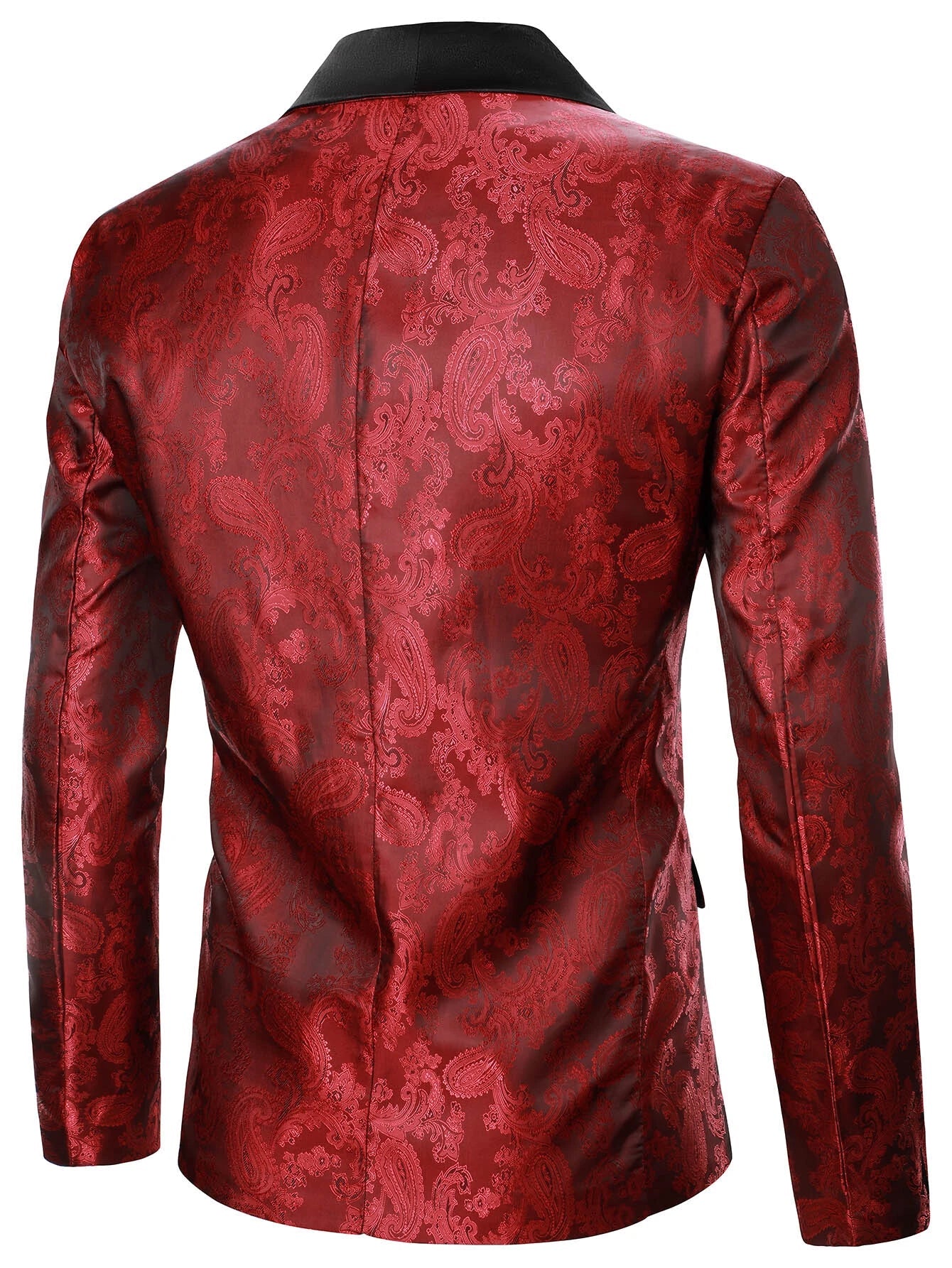 Men's Deep Red Paisley Jacquard Blazer Dinner Jacket