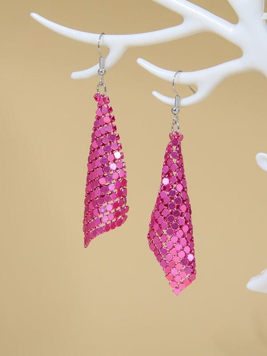 Gothic Romance Hot Pink Chainmail Mesh Earrings