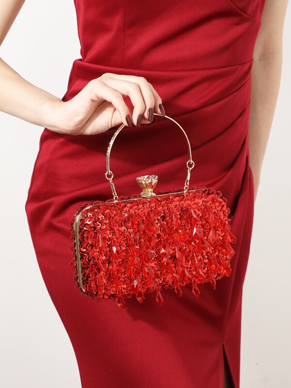 Beautiful Red Beaded Cocktail Purse