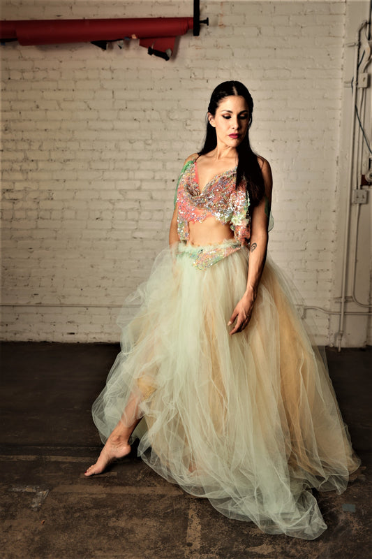 "TAMLA" Ethereal Fairytale Rainbow Sherbert Sequin Wedding Ballgown Set