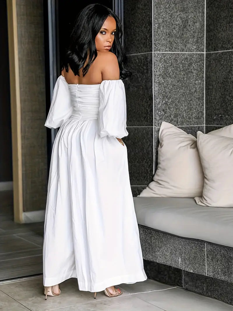 Sexy White Off The Shoulder Wide Leg Jumpsuit