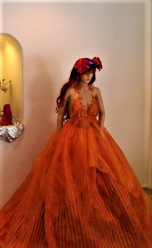 "ANNONA" Orange Organza Wedding Ballgown Set (SAMPLE GOWN ONLY)