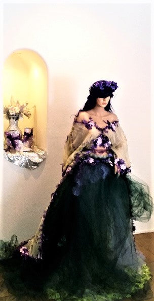 "JADE" Ethereal Fairytale Sage Green & Purple 2pc Kimono Wedding Ballgown Set