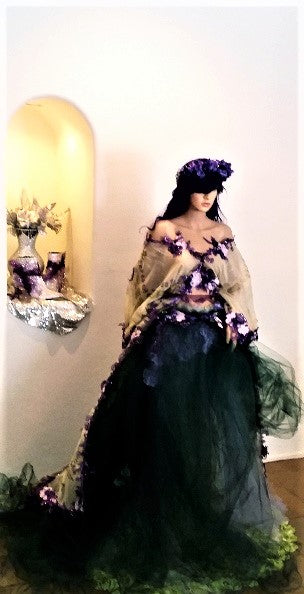 "JADE" Ethereal Fairytale Sage Green & Purple 2pc Kimono Wedding Ballgown Set