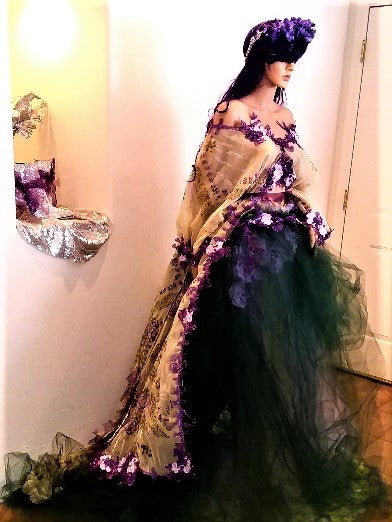 "JADE" Ethereal Fairytale Sage Green & Purple 2pc Kimono Wedding Ballgown Set