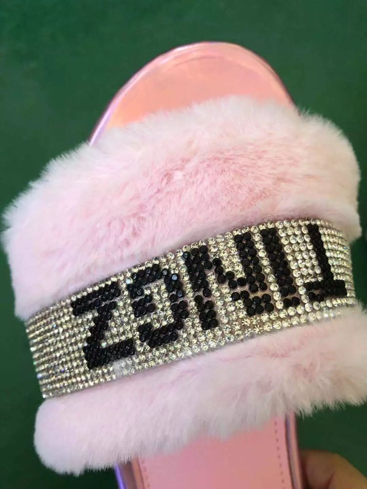 Barbie Tingz Pink Fur Rhinestone Crystal Slippers